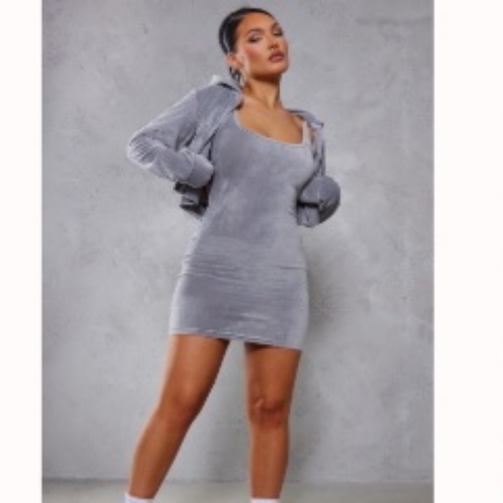 Grey velour dress